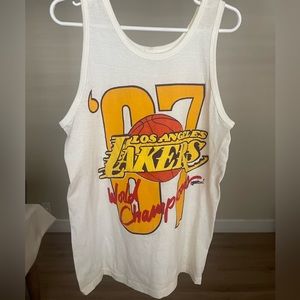vintage rare lakers 87 champs tank top parking lot bootleg